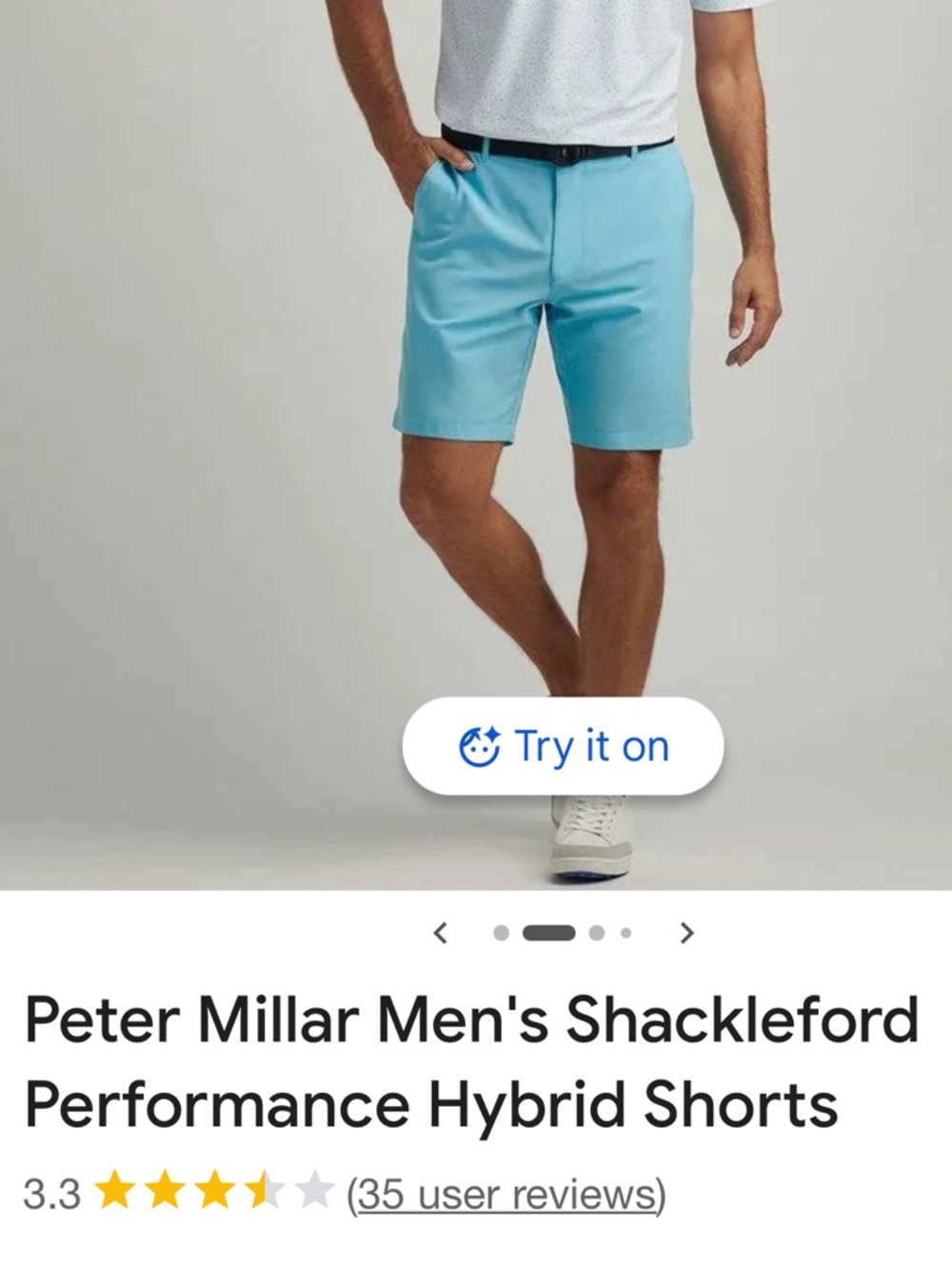 Peter Millar Men's Shackleford Performance Hybrid Shorts size 34